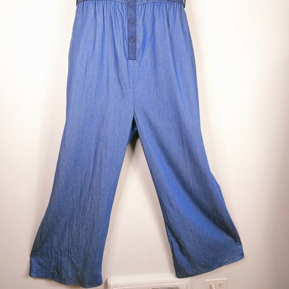 NEW ModCloth Chambray Cotton Jumpsuit Pockets - Picture 4 of 8